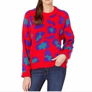 Blank NYC Leopard Sweater Red Purple Animal Print